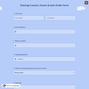 Shaving Creams, Foams & Gels Order Form