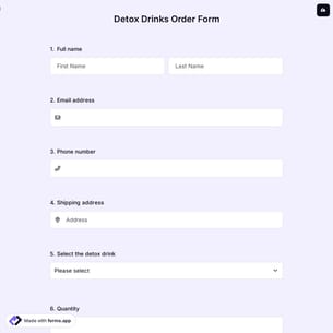 Detox Drinks Order Form