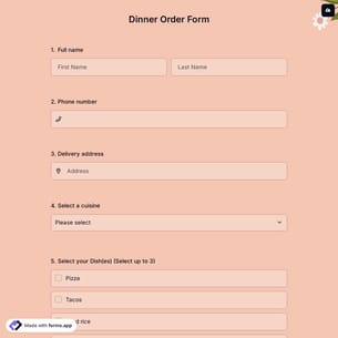 Dinner Order Form