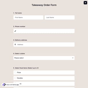Takeaway Order Form