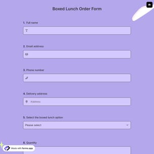 Boxed Lunch Order Form