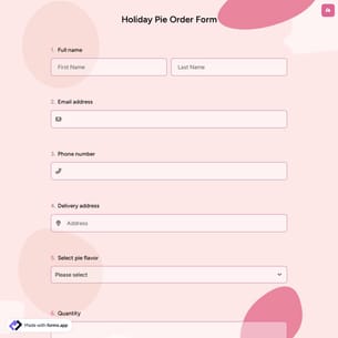 Holiday Pie Order Form