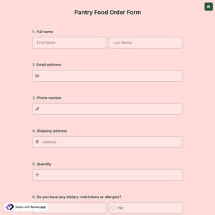 Pantry Food Order Form