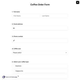 Coffee Order Form