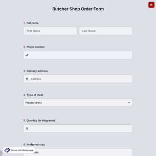 Butcher Shop Order Form