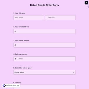Baked Goods Order Form
