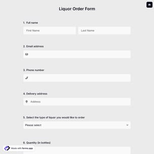 Liquor Order Form