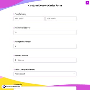 Custom Dessert Order Form