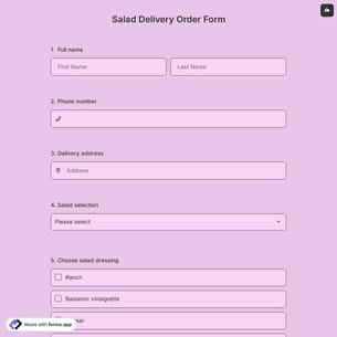 Salad Delivery Order Form