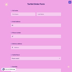Tartlet Order Form