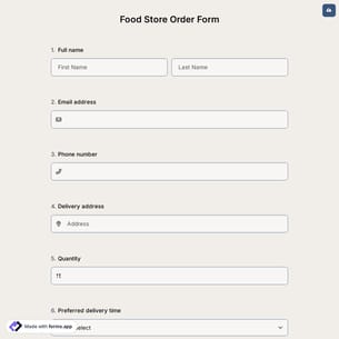 Food Store Order Form