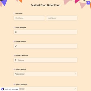 Festival Food Order Form