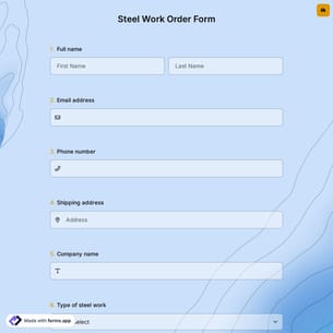 Steel Work Order Form