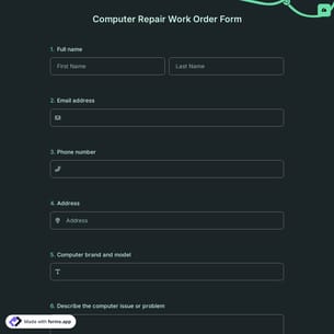 Computer Repair Work Order Form