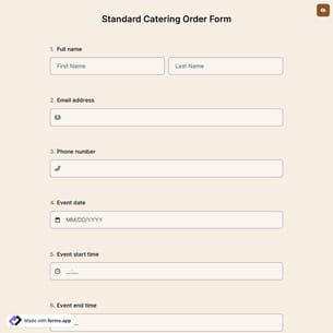 Standard Catering Order Form