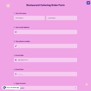Restaurant Catering Order Form