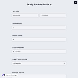 Family Photo Order Form