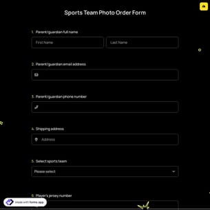 Sports Team Photo Order Form