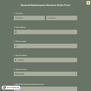 General Maintenance Services Order Form