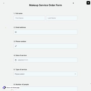 Makeup Service Order Form