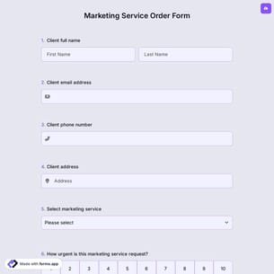 Marketing Service Order Form