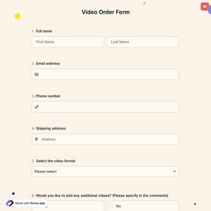 Video Order Form