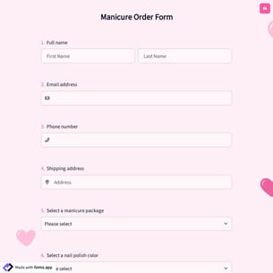 Manicure Order Form