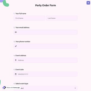 Party Order Form