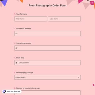 Prom Photography Order Form