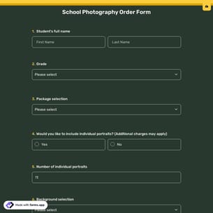 School Photography Order Form