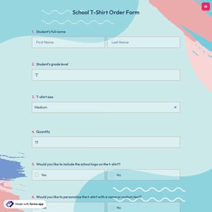 School T-Shirt Order Form