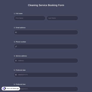 Cleaning Service Booking Form