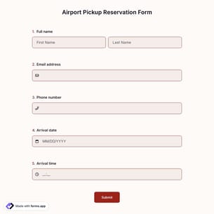 Airport Pickup Reservation Form