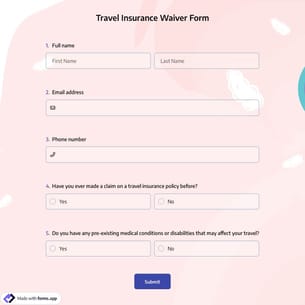 Travel Insurance Waiver Form
