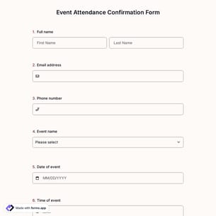 Event Attendance Confirmation Form
