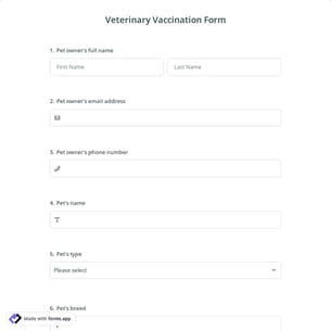 Veterinary Vaccination Form