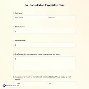 Pre-Consultation Psychiatric Form