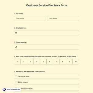 Customer Service Feedback Form