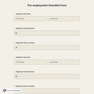 Pre-Employment Checklist Form