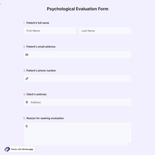 Psychological Evaluation Form
