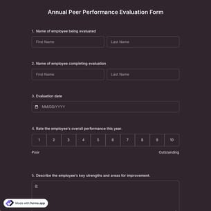 Annual Peer Performance Evaluation Form