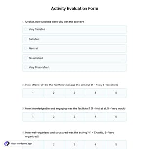 Activity Evaluation Form