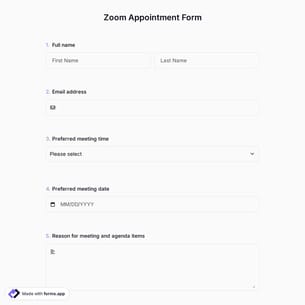Zoom Appointment Form