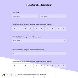 Home Care Feedback Form