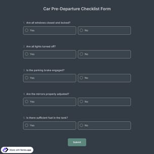 Car Pre-Departure Checklist Form