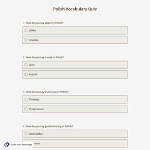 Polish Vocabulary Quiz