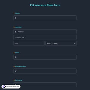 Pet Insurance Claim Form
