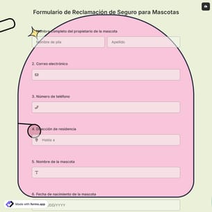 Formulario de Reclamación de Seguro para Mascotas