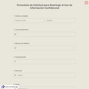 Formulario de Solicitud para Restringir el Uso de Información Confidencial
