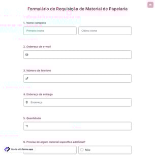 Formulário de Requisição de Material de Papelaria